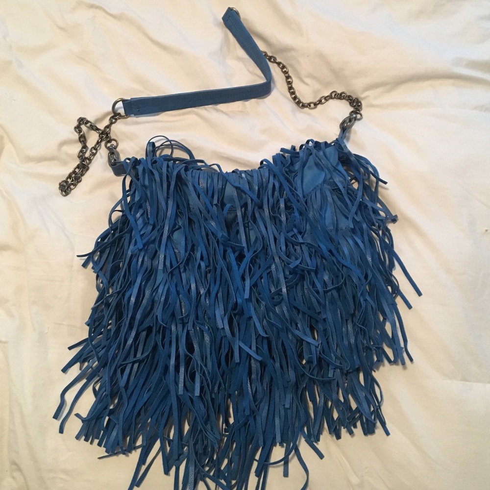 Steve Madden Blue Fringe Crossbody Bag